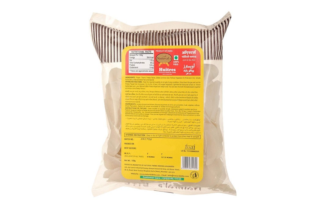 Natural's Bite Oysters Potato Papad    Pack  100 grams